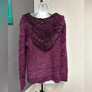 Carol Rose Women’s Large Open Knit Hooded Sweater Boho Fairygrunge Colorful Cozy